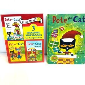 2 Pete the Cat Hardcover Books for Elementary School Kids 4 Stories Total